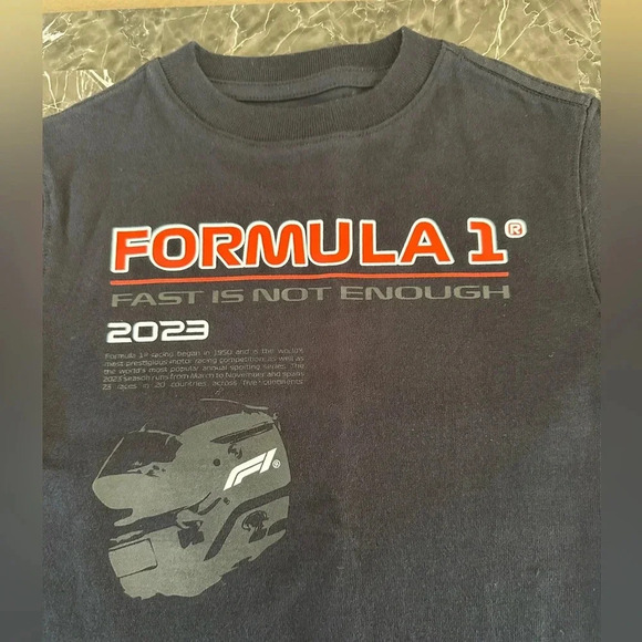 PacSun Formula 1 Kids Black Racing Graphic Tee Official Licensed 2023 XS 4/5 - Picture 3 of 5